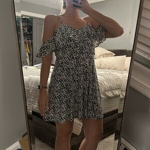 Express Floral Black Dress off the shoulder